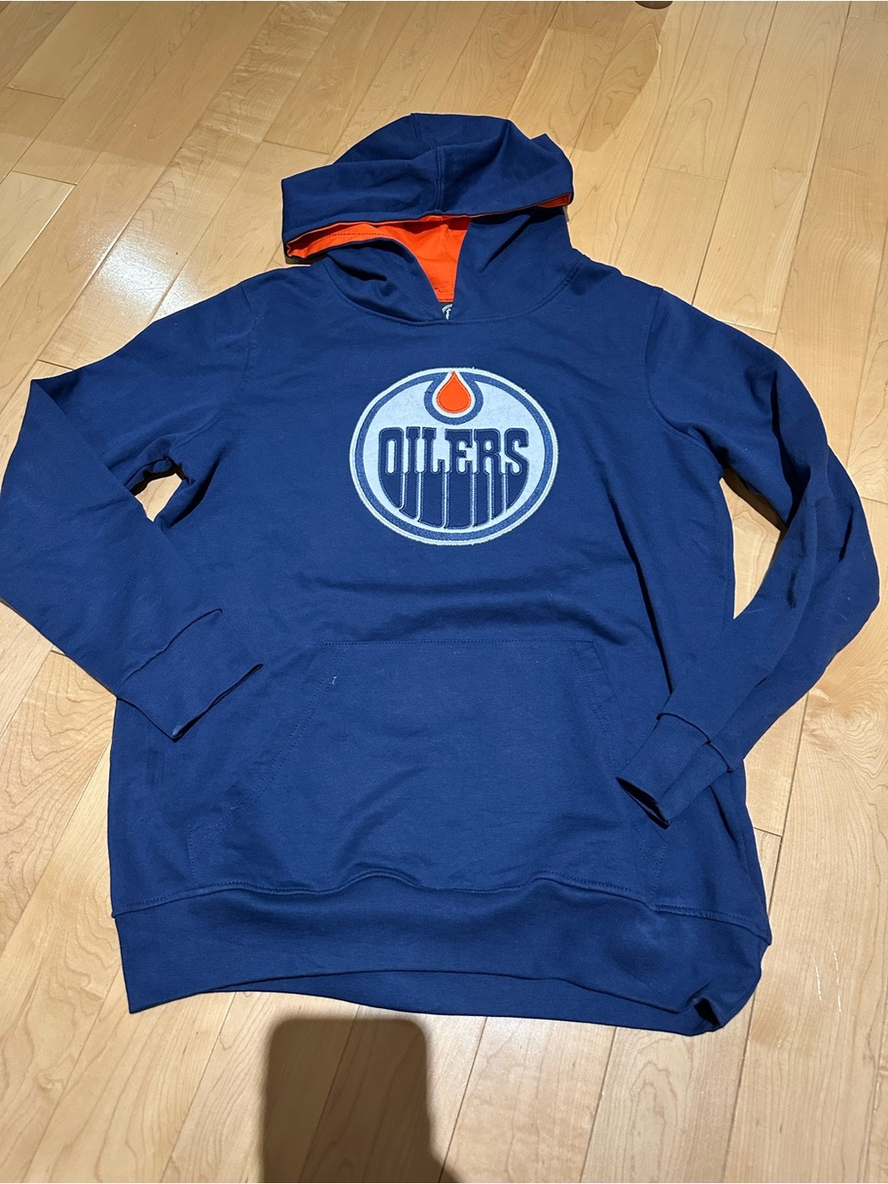 Kids teen Costco hockey Edmonton oilers nhl Navy Blue Pullover Hoodie